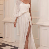 Vestido Cerimónia com Lantejoulas de Um Ombro