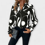 Blusa elegante com mangas longas e decote em V