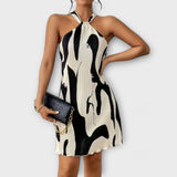 Nysaa - Vestido Halter Feminino com Estampa Elegante e Corte A