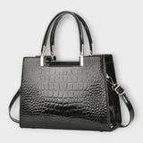 Eline - Bolsa de Mão em Couro de Crocodilo Brilhante