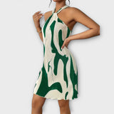 Nysaa - Vestido Halter Feminino com Estampa Elegante e Corte A