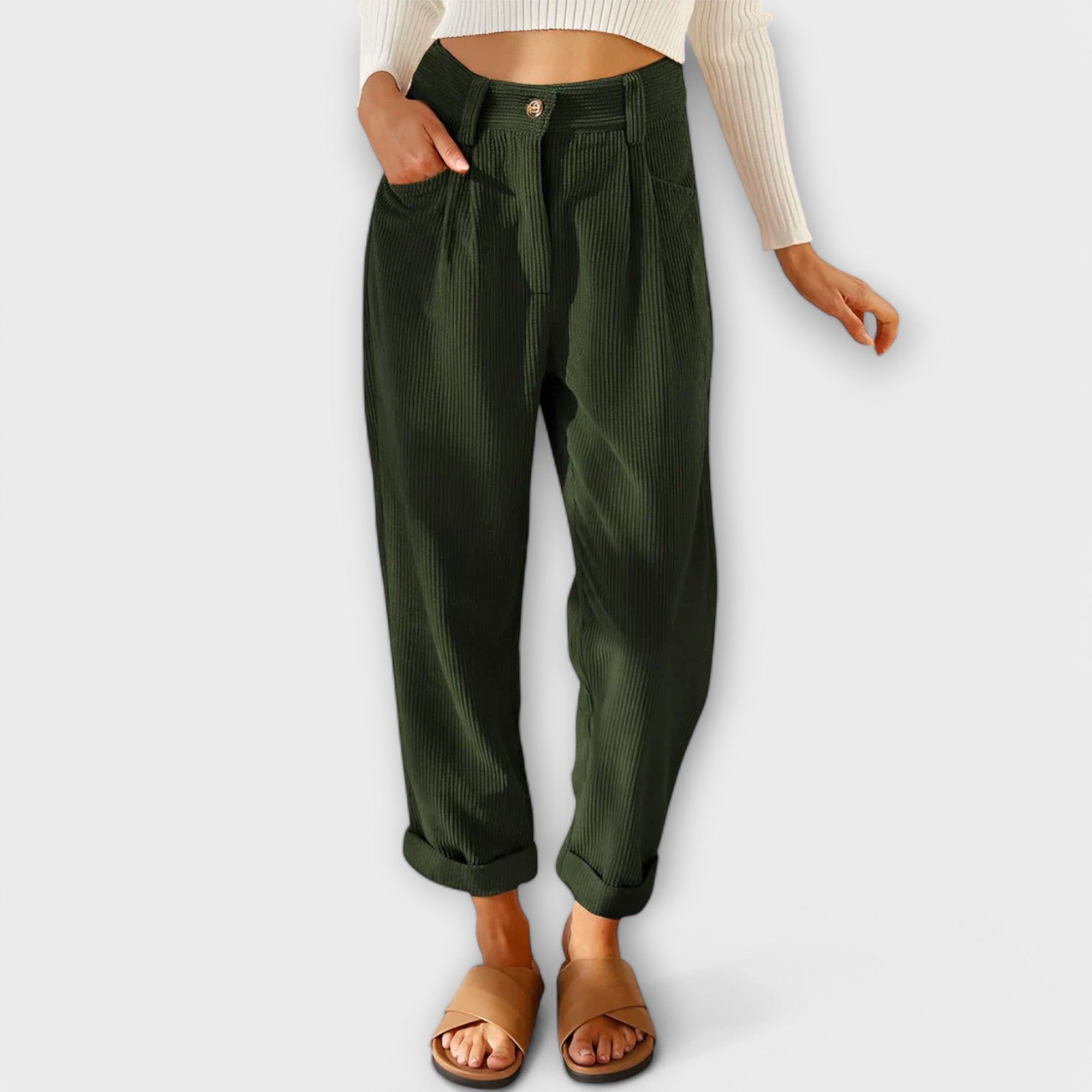 Calça de veludo cotelê moderna