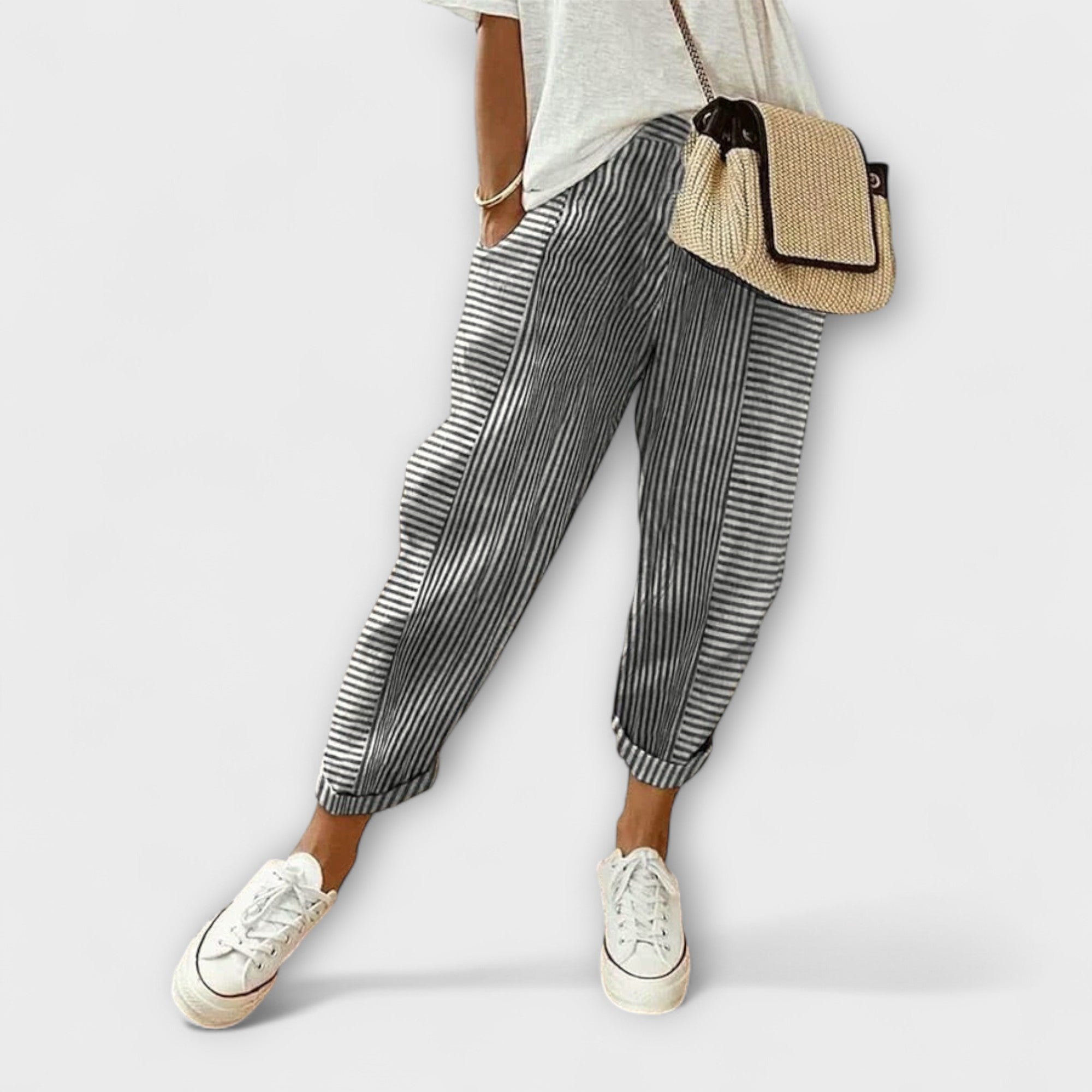 Sanne - Calça listrada confortável