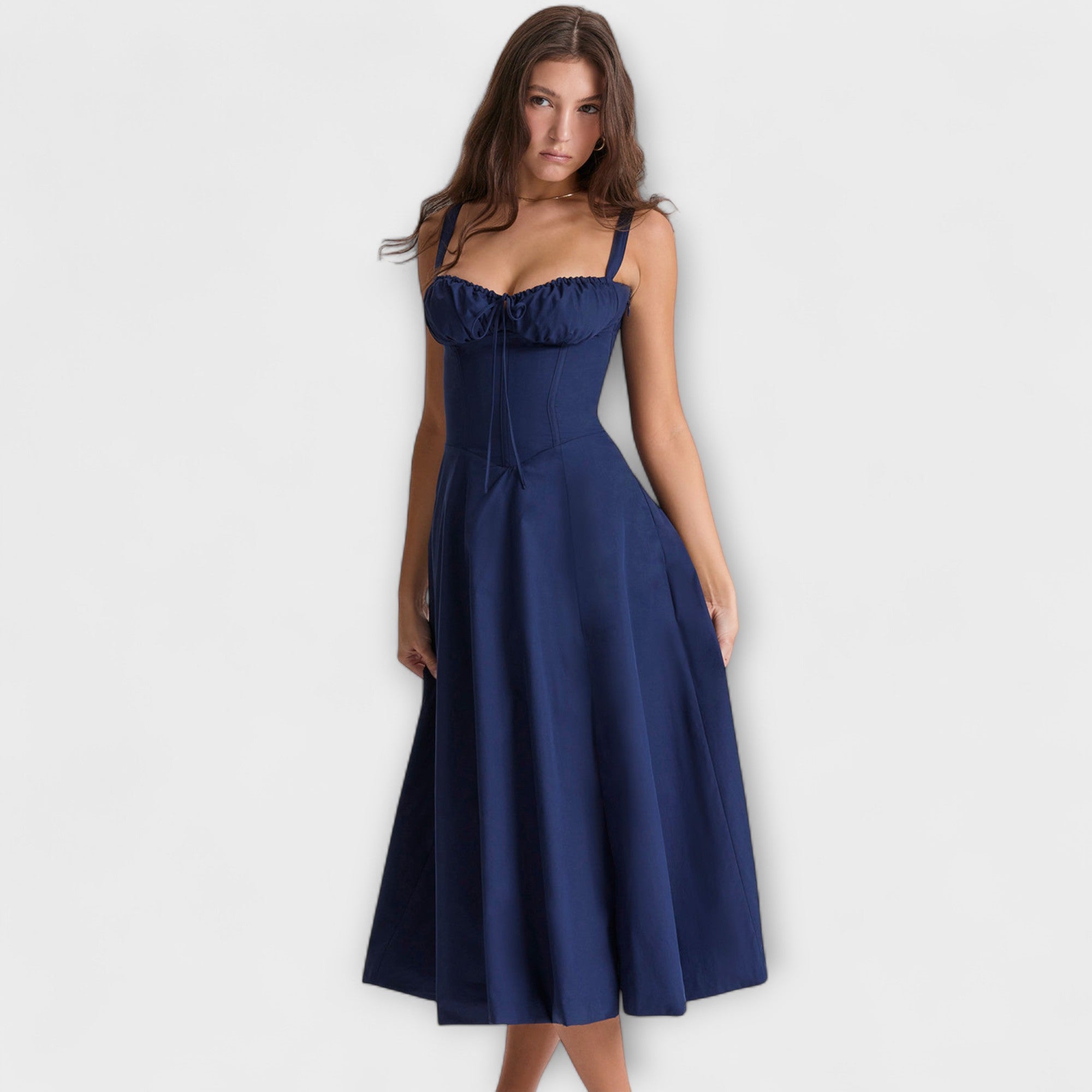 Zipporas - Vestido bustier detalhado com estampa moderna de flores de primavera