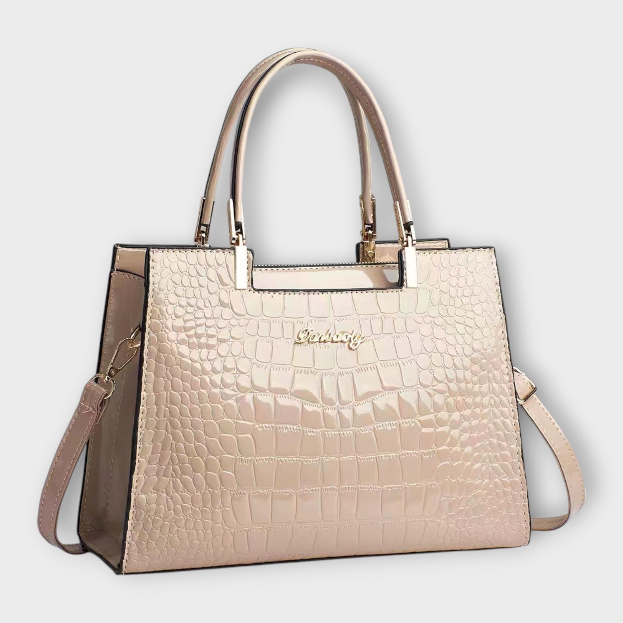 Eline - Bolsa de Mão em Couro de Crocodilo Brilhante