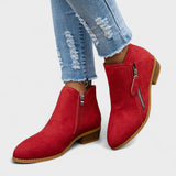 Botas Emma Azul Claro em Camurça com Cano Baixo