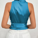 Florentia - Elegante Top Sem Mangas com Decote Halter e Cinto