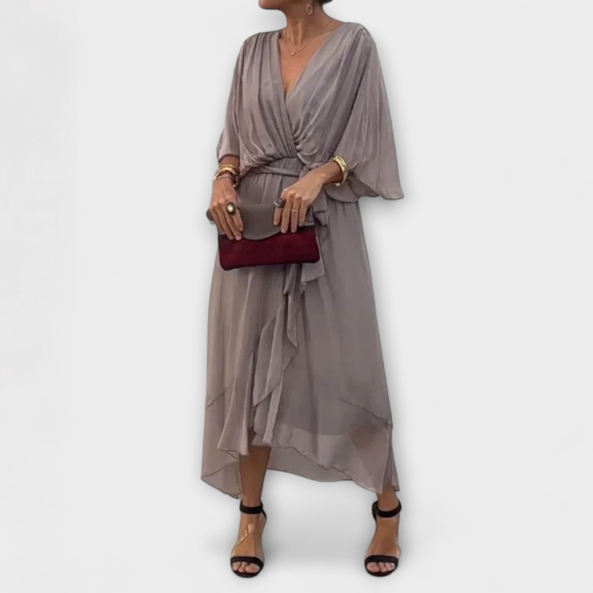 Amoura - Vestido de Chiffon com Decote em V