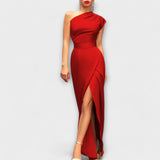 Vestido de noite assimétrico elegante