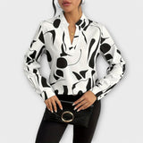 Blusa elegante com mangas longas e decote em V