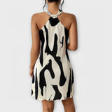 Nysaa - Vestido Halter Feminino com Estampa Elegante e Corte A