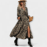 Vestido estiloso com estampa de onça