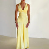 Fabiola - Vestido Maxi Elegante Com Decote Em V E Sem Mangas