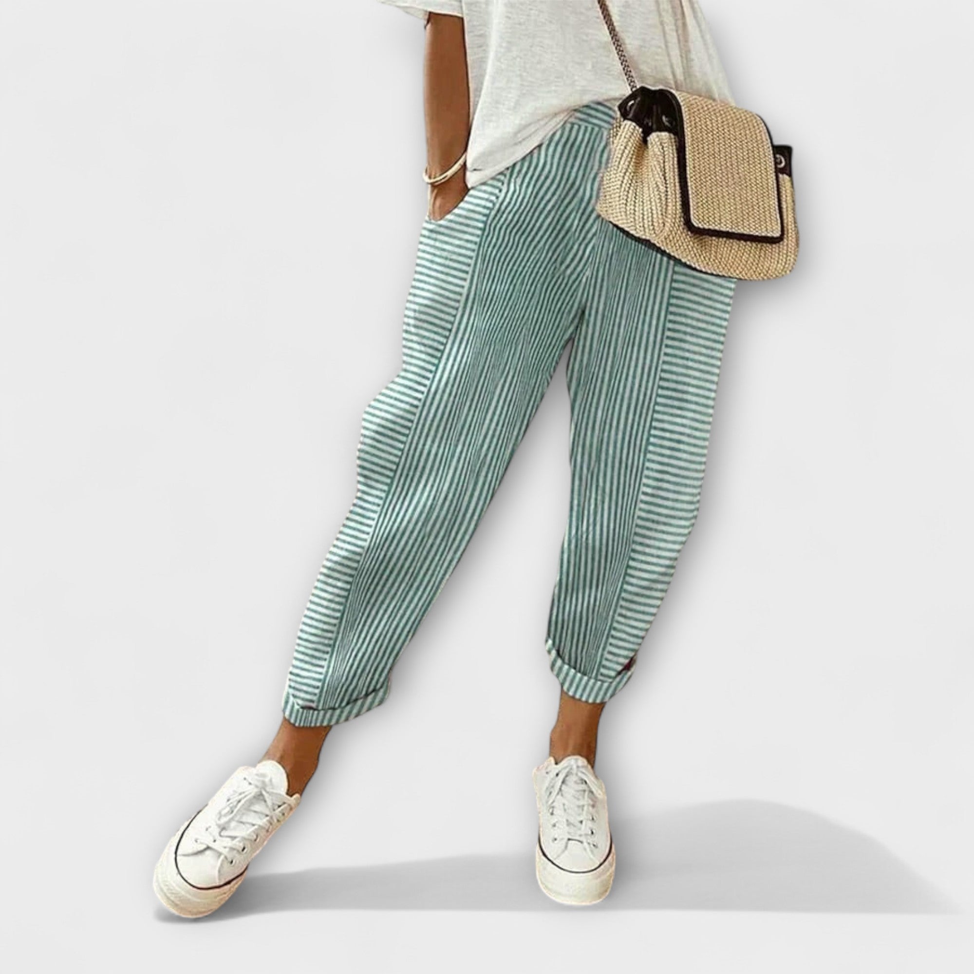 Sanne - Calça listrada confortável