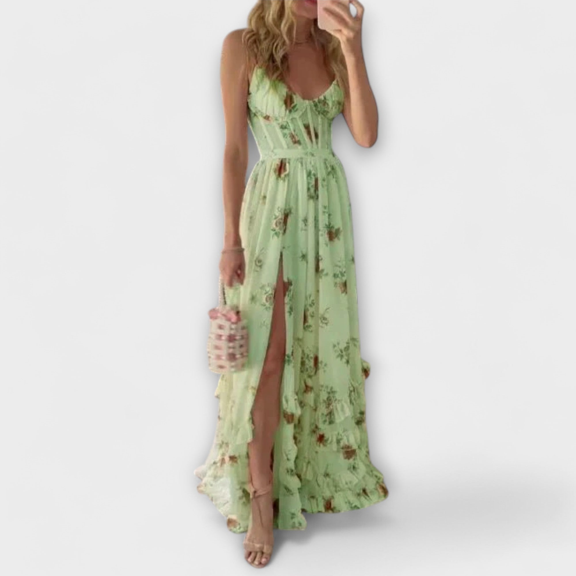 Vestido com padrão de flores