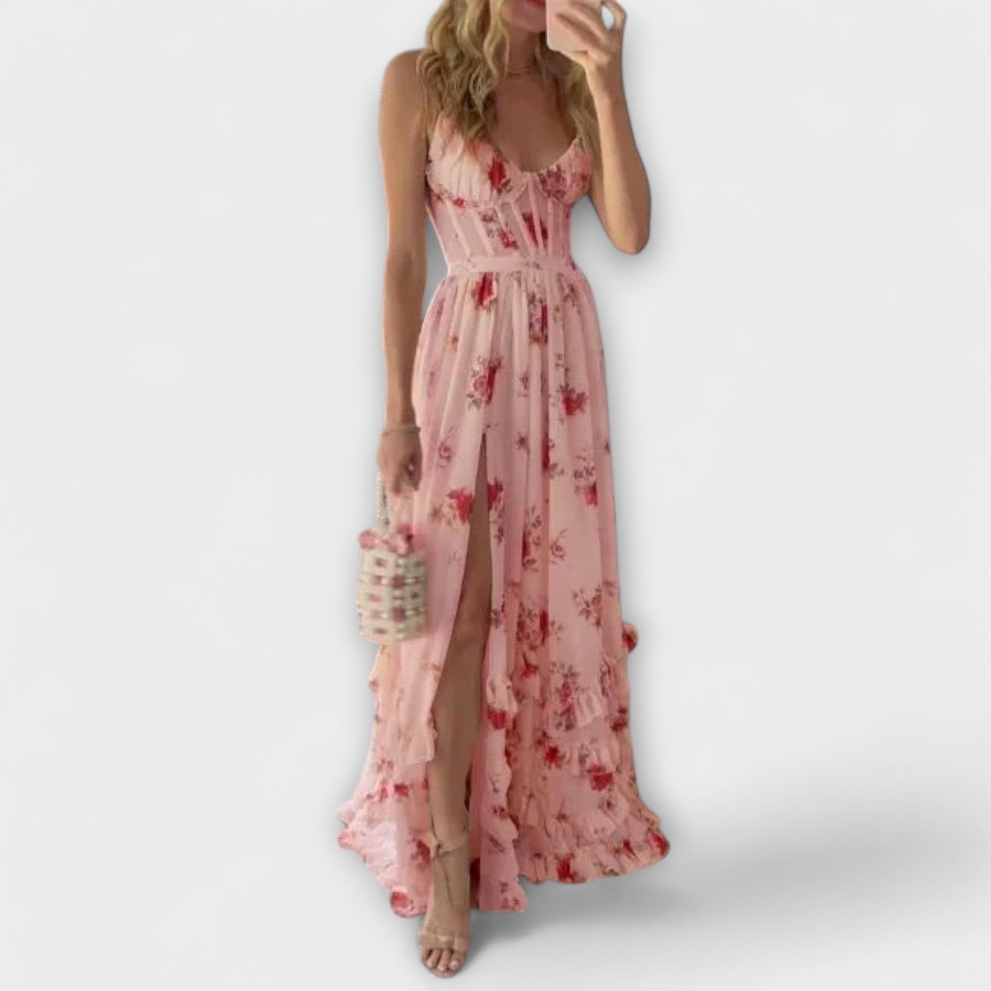 Vestido com padrão de flores