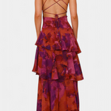Kensie - Vestido de Chiffon com Decote em V e Camadas Fluidas