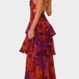 Kensie - Vestido de Chiffon com Decote em V e Camadas Fluidas