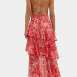 Kensie - Vestido de Chiffon com Decote em V e Camadas Fluidas