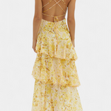 Kensie - Vestido de Chiffon com Decote em V e Camadas Fluidas