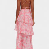 Kensie - Vestido de Chiffon com Decote em V e Camadas Fluidas