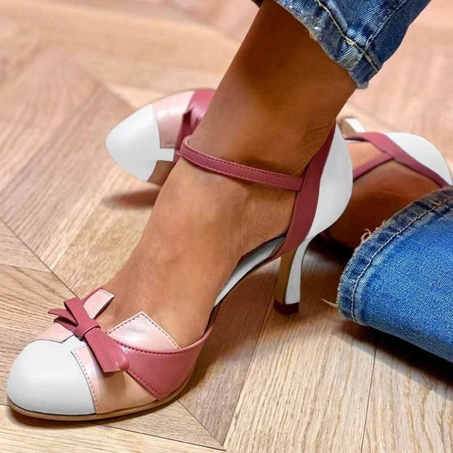 Juliette | Sapatos de salto bicolores com laço
