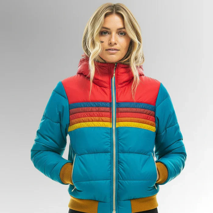 Roswitha - Parka retrô com capuz de pele sintética.